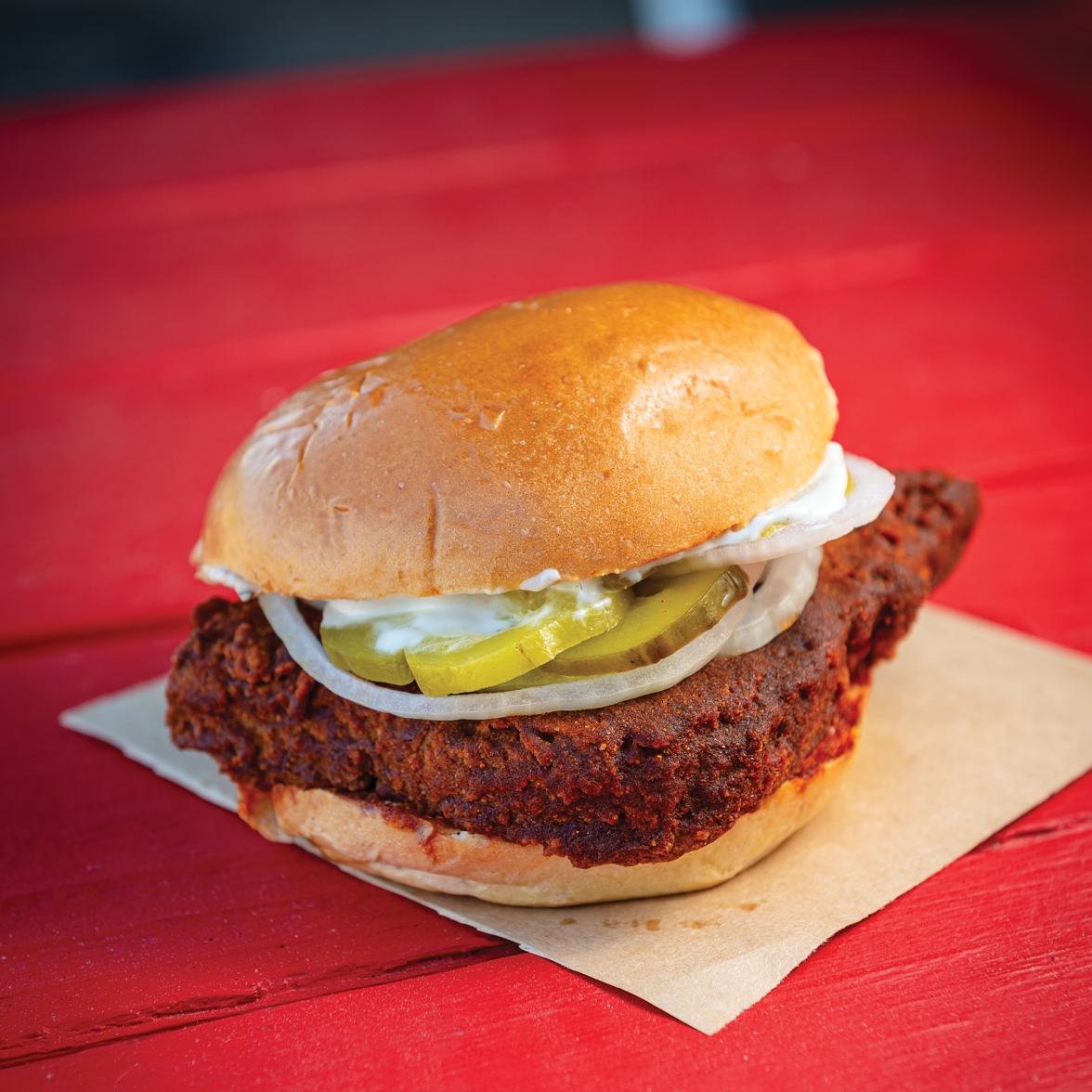 Veg Out: The BE-Hive Deli — Nashville Hot Fried Chxn Sandwich